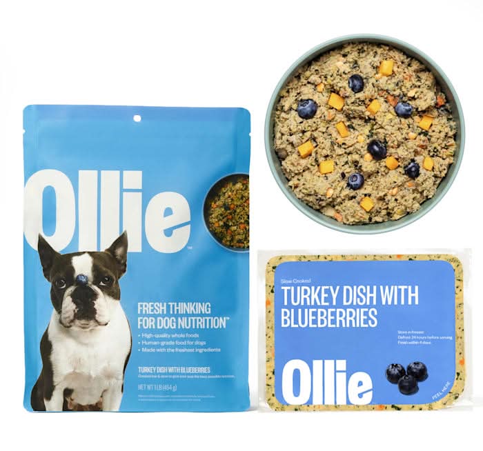 Ollie Fresh Turkey Dish with Blueberries Fresh Frozen Dog Food, 1 lb.