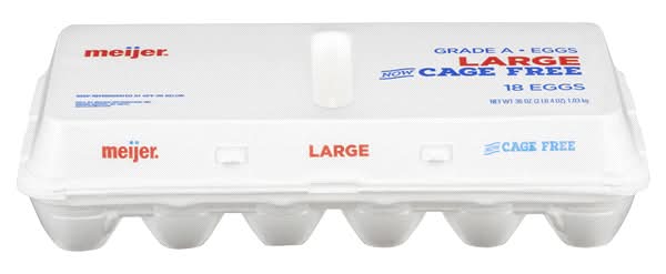 Meijer Cage Free Grade a Eggs, Large (36 oz, 18 ct)