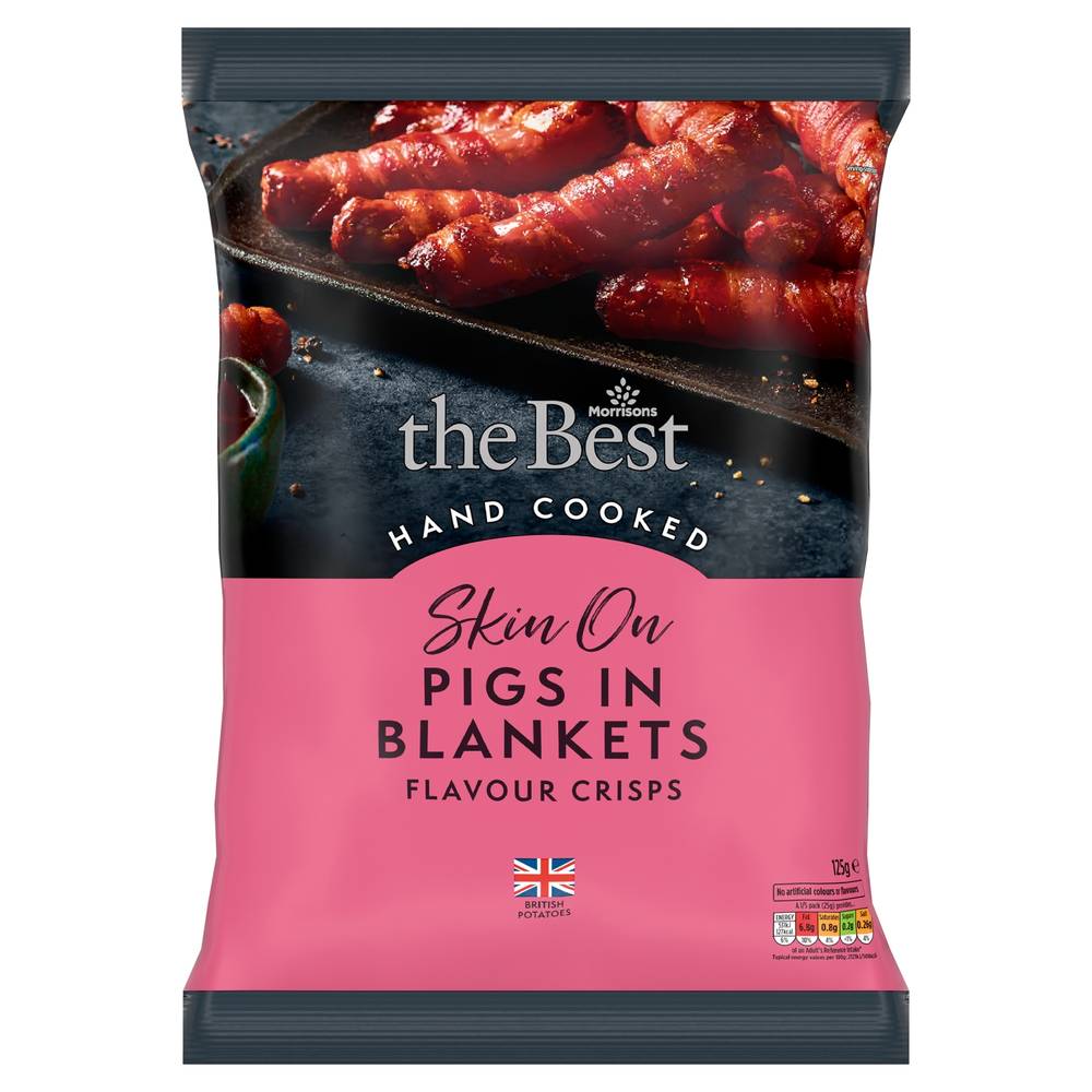 Morrisons Pigs in Blankets, The Best Hand Cooked Skin on Crisps (125g)