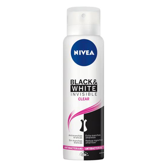 Nivea desodorante antitranspirante aerosol black & white invisible clear (150 ml)