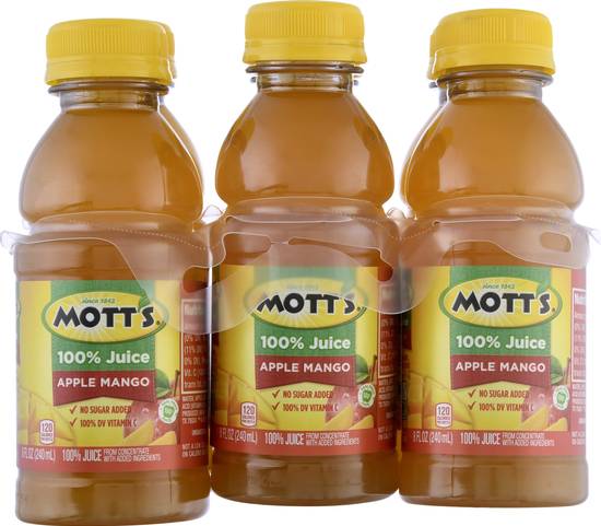 Mott's 100% Apple Mango Juice From Concentrate No Sugar Added (6 ct, 8 fl oz)
