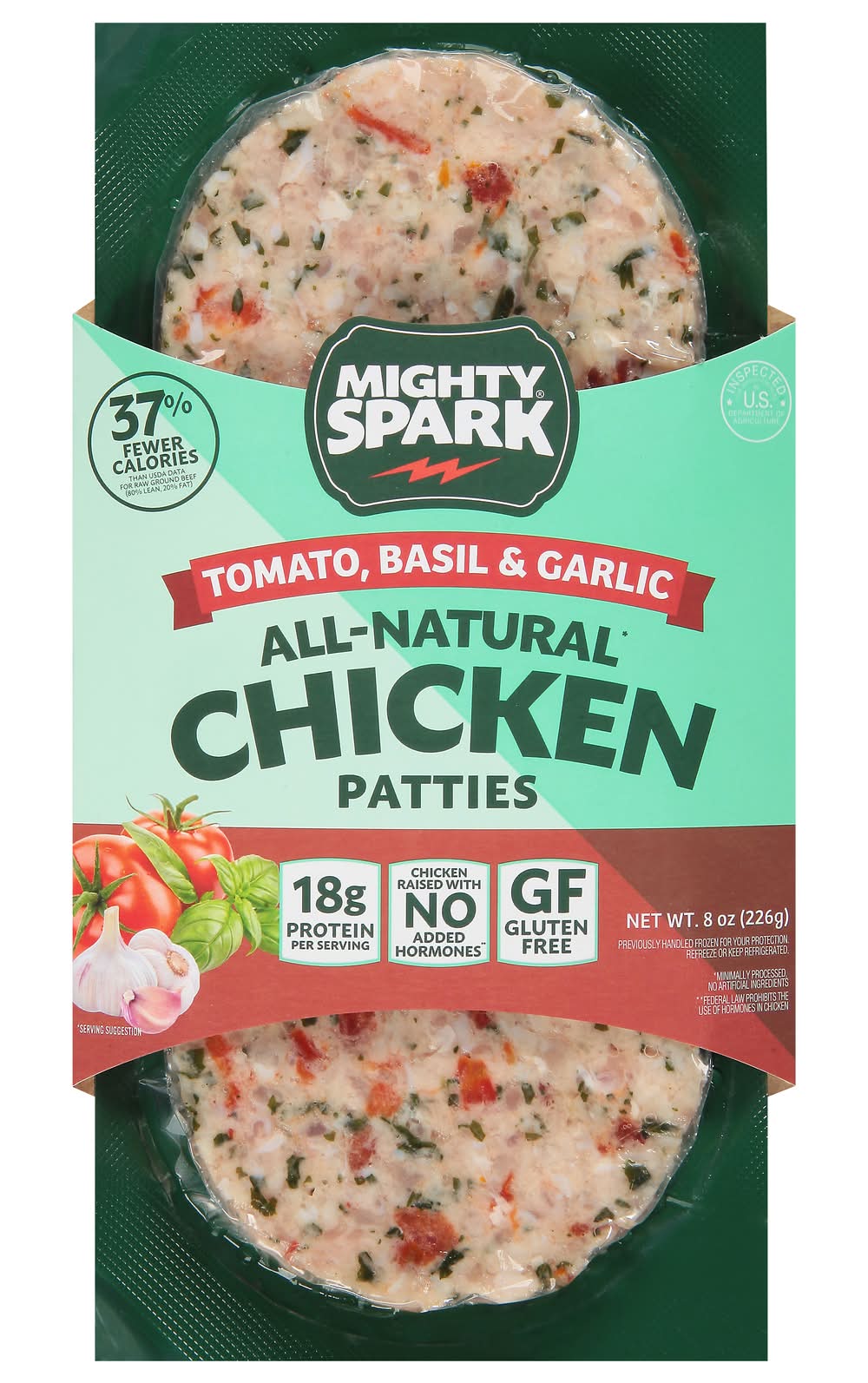 Mighty Spark Food Bruschetta Seasoned Chicken Patties (9 oz)