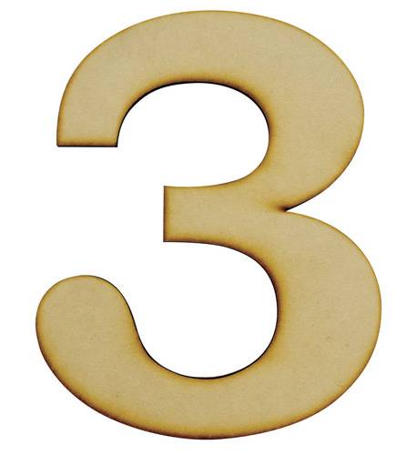 Mdf · Figura madera mdf número 3 de 16 cm (206,9 g)