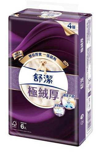 舒潔四層極絨厚抽取衛生紙60抽X6包#4710114819097