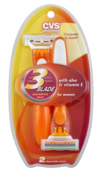 CVS Pharmacy 3 Blade Sensitive Skin Disposable Razors (2 ct)