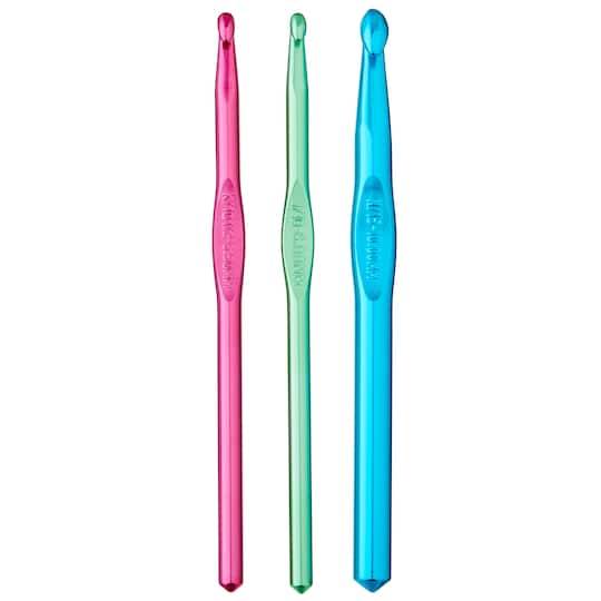 Loops & Threads Aluminum Crochet Hook Set, Pink-Green-Sky Blue (3 ct)