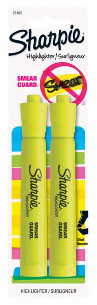 Sharpie Accent Neon Color Yellow Chisel Tip Highlighter 2 Pk
