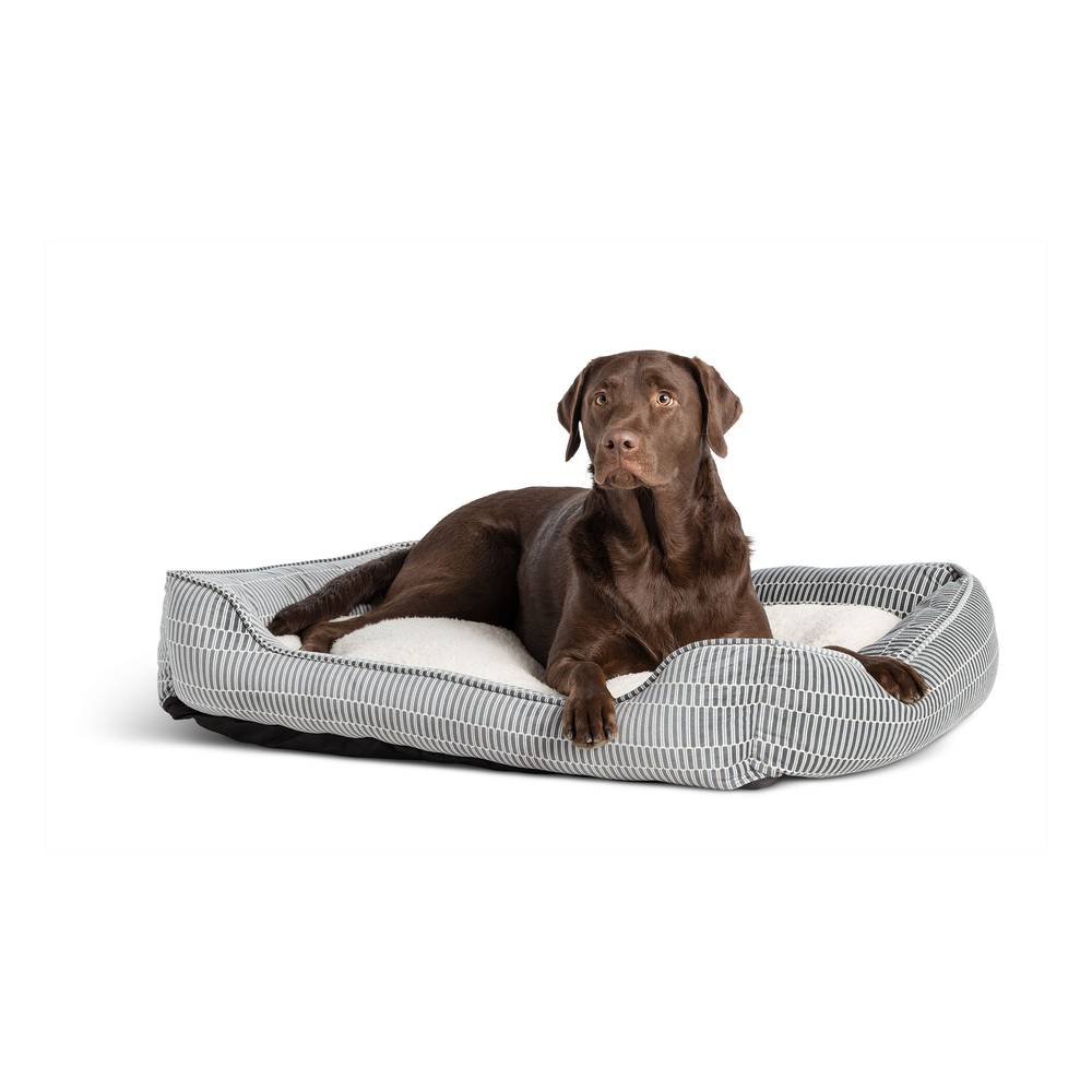 Top Paw Geo Cuddler Dog Bed, 30\"L x 38\"W x 8\"H, Blue