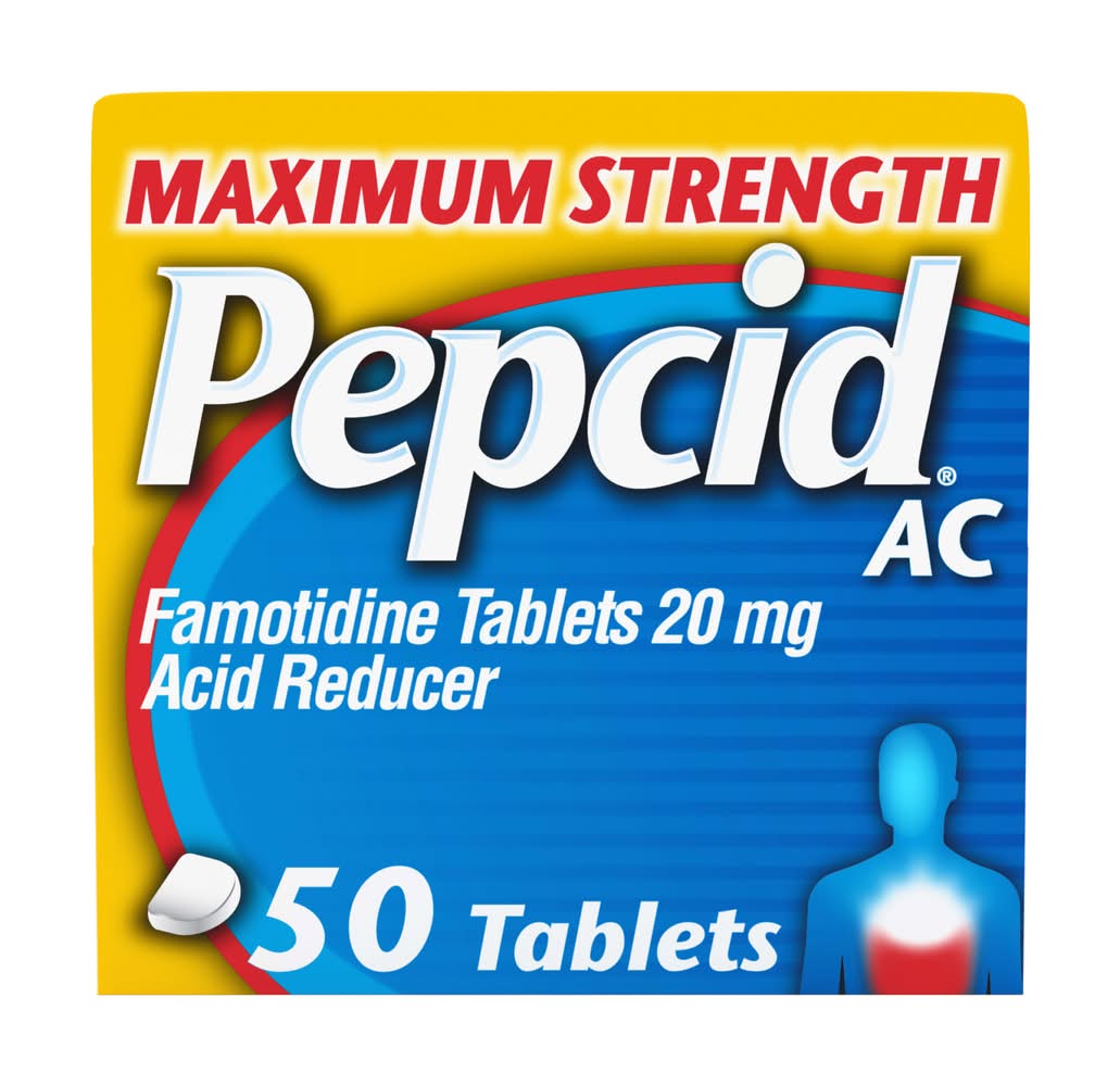 Pepcid Ac Maximum Strength Famotidine Acid Reducer Tablets 20 mg (50 ct)