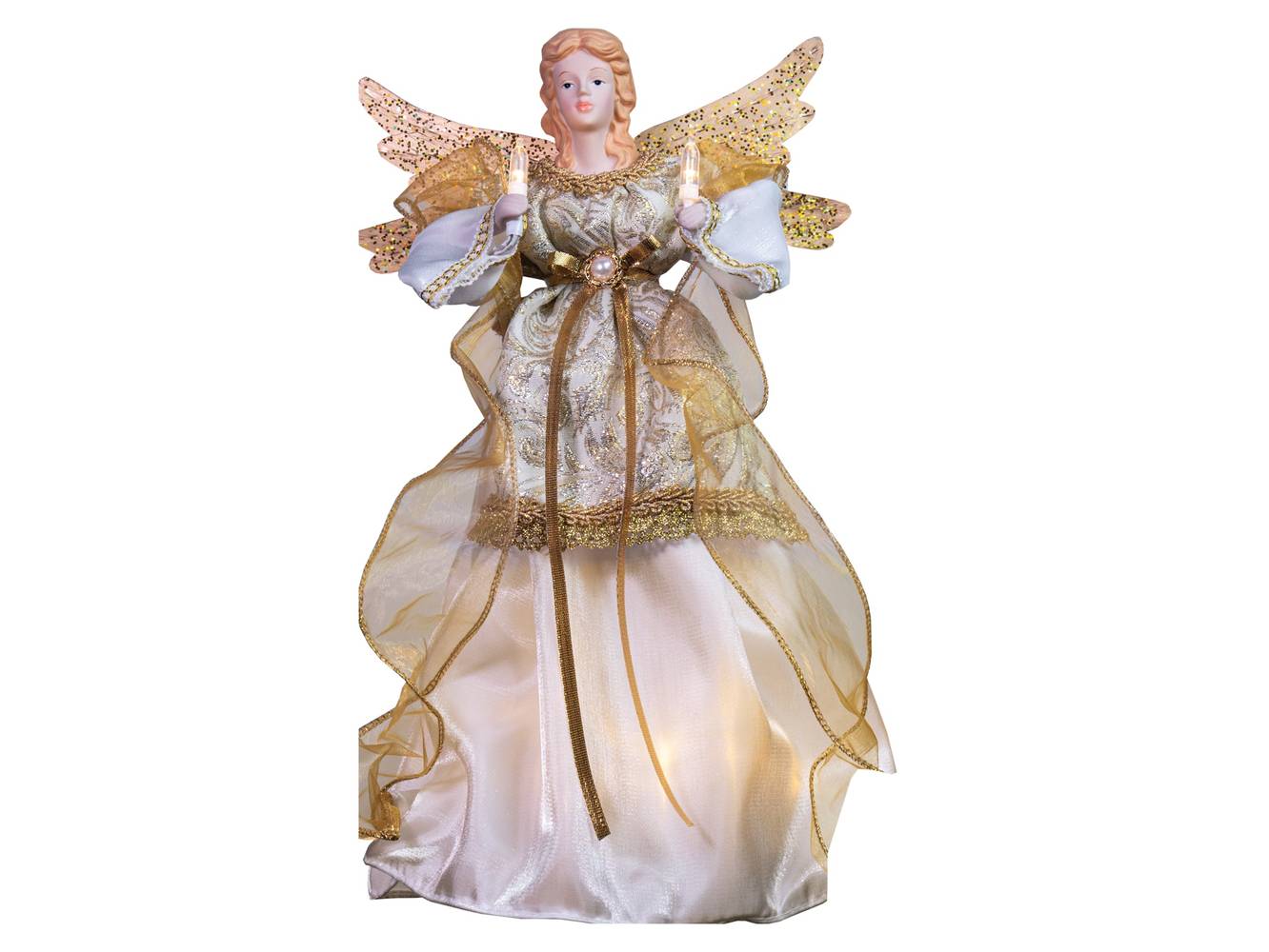 GE 14-in Angel White/Gold White Christmas Tree Topper | 92021LO