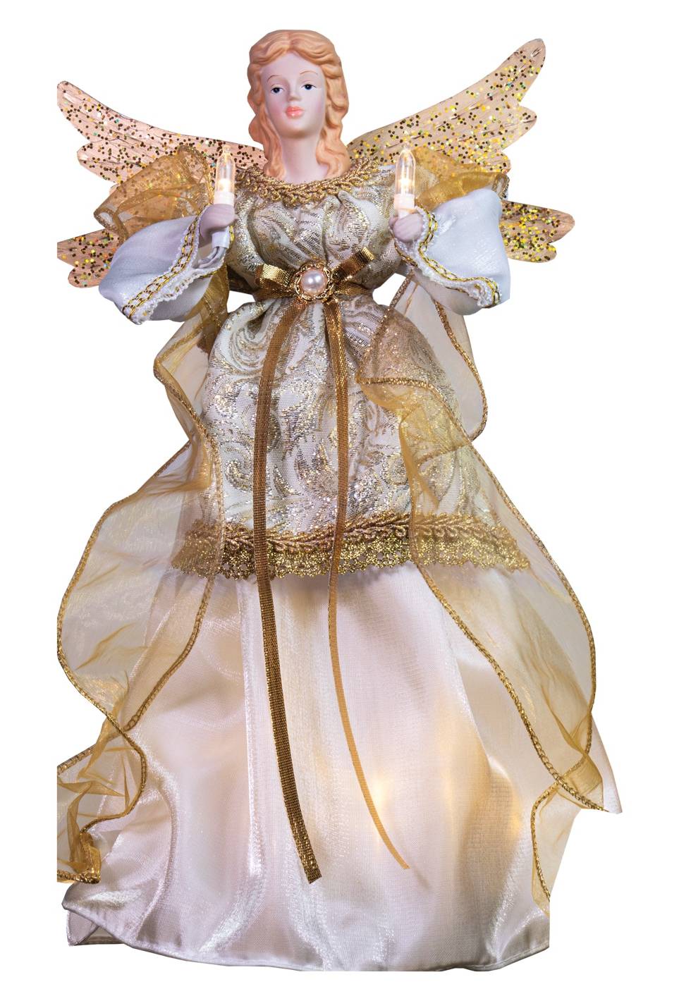 GE 14-in Angel White/Gold White Christmas Tree Topper | 92021LO