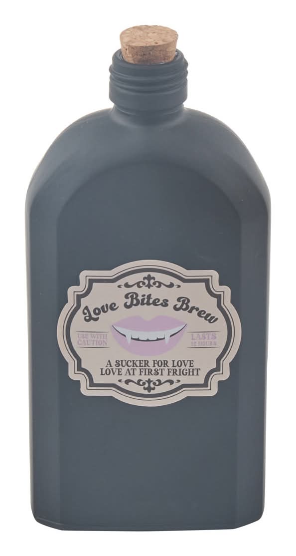 Love Bites Brew Halloween Glass Potion Bottle, L