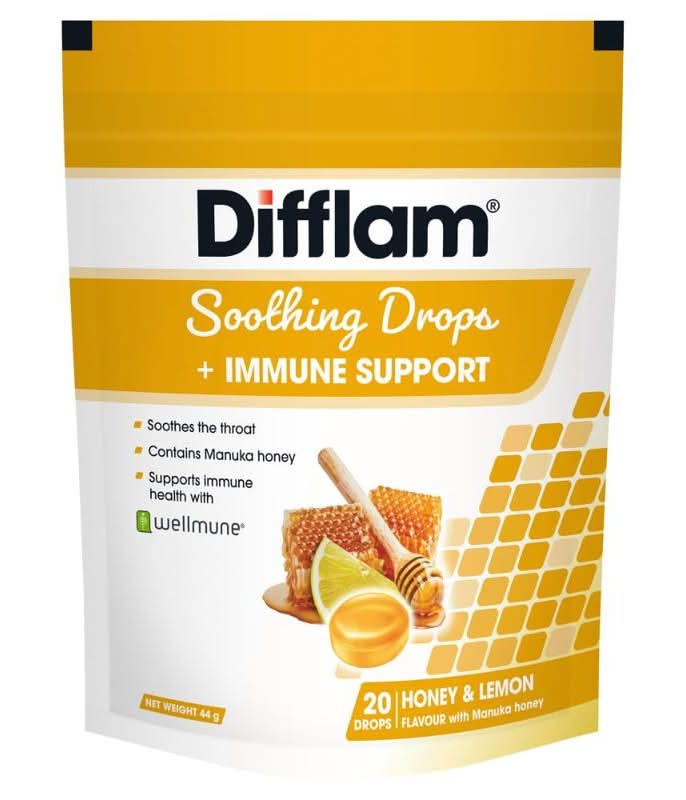 Difflam Soothing + Immune Support Honey & Lemon Drops 20s