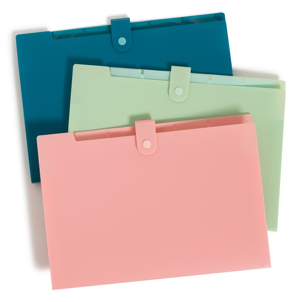 Les Produits U 6 Pocket Poly Expandable Folder, Assorted (3 ct)