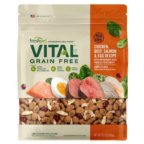 Freshpet Vital Complete Meals Grain-Free Chicken, Beef, Salmon & Egg Fresh Dog Food (5.5 lb bag)