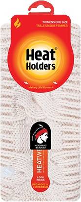 Heat Holders Alta Cable Knit Headbands, One Size, Cream