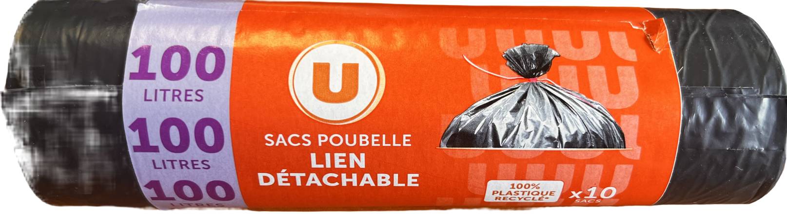 U - Sacs poubelle lien classique  (10 pièces, 100 l)