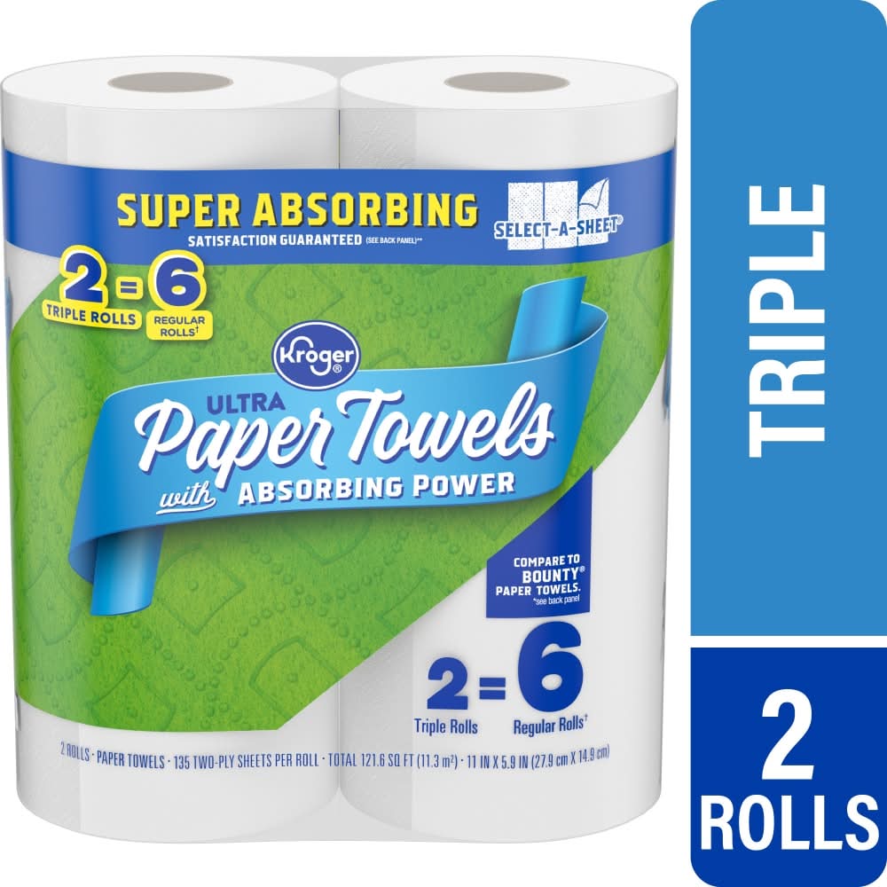 Kroger Ultra Paper Towels With Absorbing Power, 11x5.9 in (2 ct)