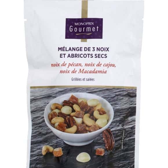 Monoprix Gourmet Mélange De 3 Noix Et Abricots Secs Le Sachet De 120 G