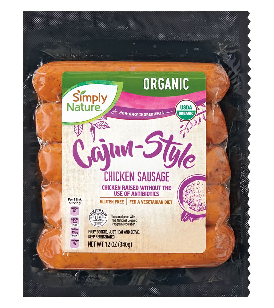 Simply Nature Fully Cooked Organic Chicken Sausage, Cajun Style (12 oz)