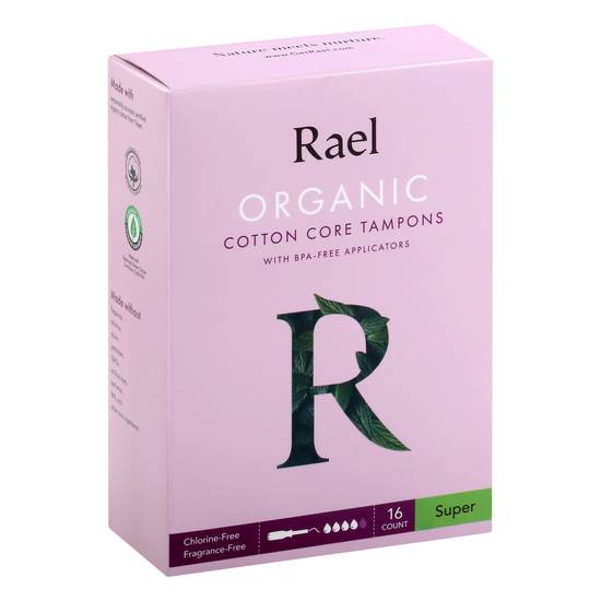 Rael Organic Super Cotton Core Fragrance-Free Tampons (16 ct)