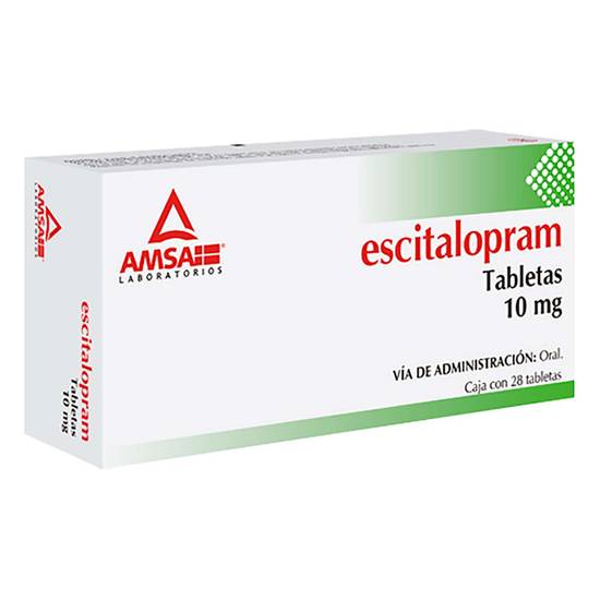 Amsa escitalopram tabletas 10 mg (caja 28 piezas)