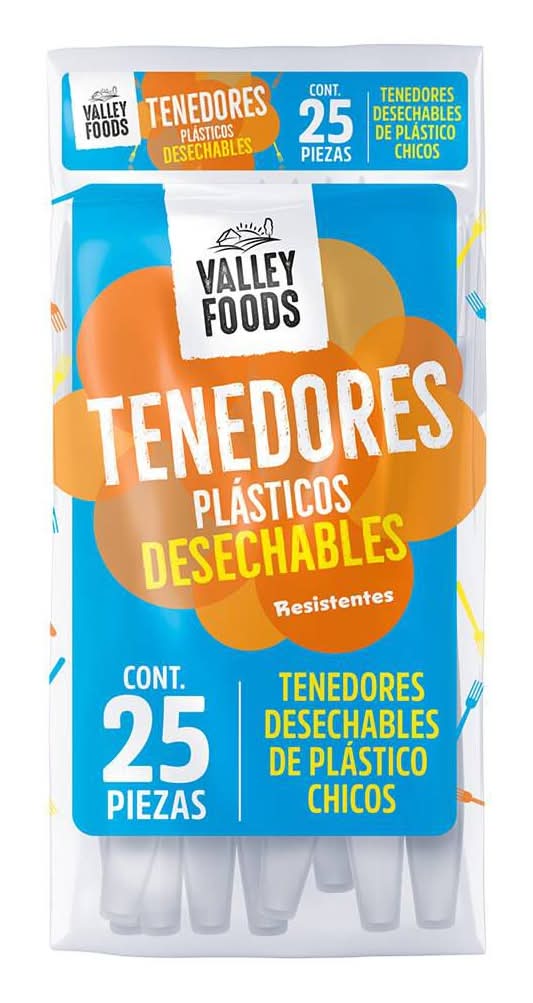 Valley Foods · Tenedores plásticos desechables, Tamaño chico (25 un)