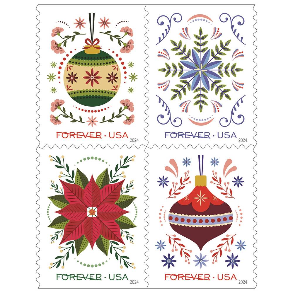 USPS First-Class Holiday Forever Stamp, 100-count, Assorted Designs