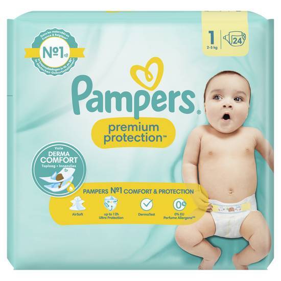 Pampers premium protection taille 1, couches x24, 2kg - 5kg