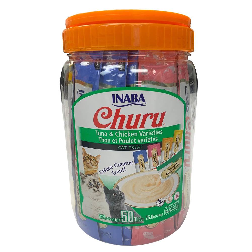 Inaba Churu Puree Cat Treat Variety Pack - Tuna & Chicken, 50 Count (Size: 50 Count)