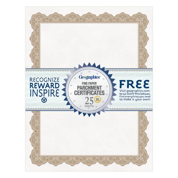 Geographics Parchment Certificates 8-1/2 X 11 Optima Gold (25 ct )