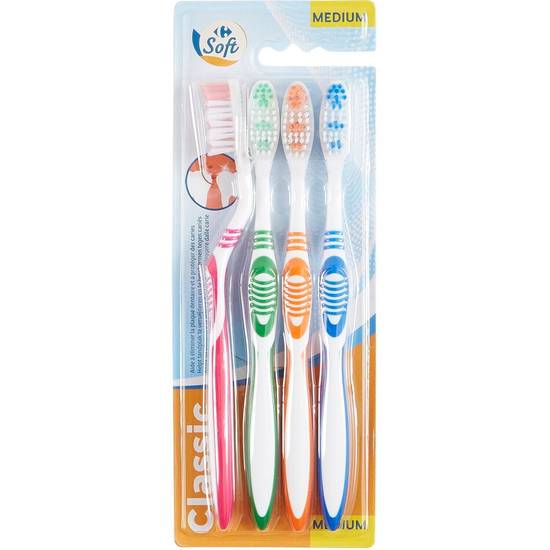 Carrefour Soft - Brosses à dents medium (4 pièces)