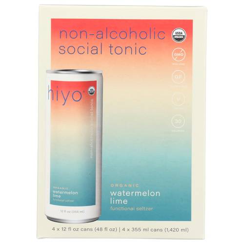 Hiyo Organic Watermelon Lime Functional Seltzer 4 Pack