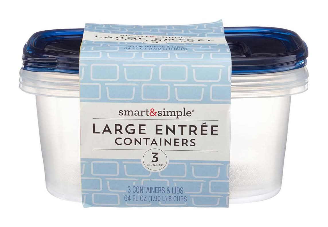 Smart & Simple Large Entree Containers - 3 Pack