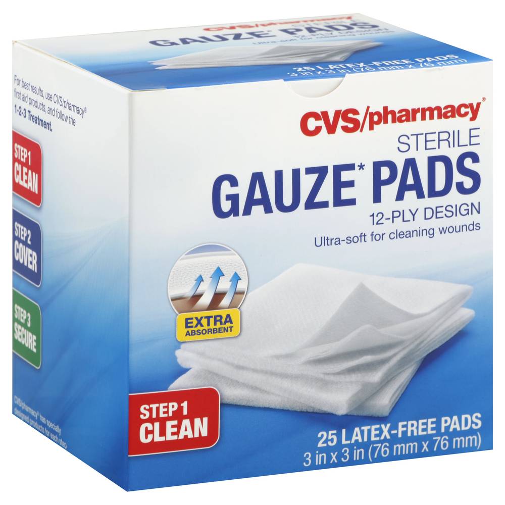 Cvs Sterile Gauze Latex-Free Cleaning Wounds Pads (25 ct)