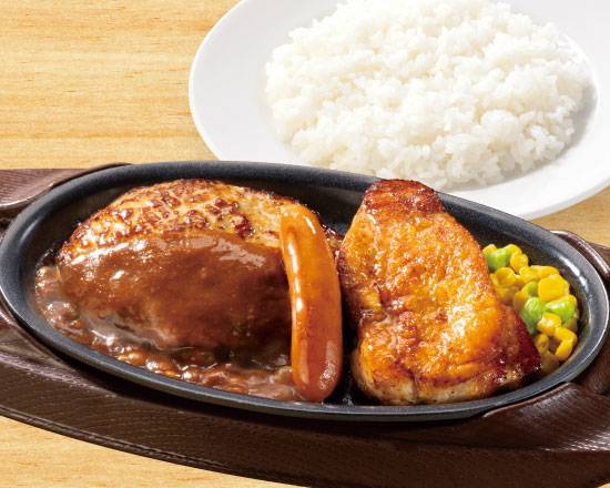 ハンバーグミックスグリル弁当 Hamburg Steak and Mixed Grill Bento