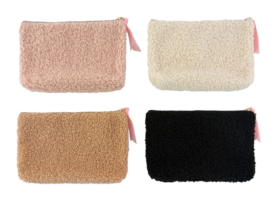 Teddy Fur Cosmetic Bag, Assorted Colors, 1-ct.