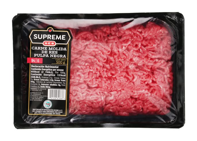 H-E-B Supreme · Carne molida de res pulpa negra 94/6 (500 g)