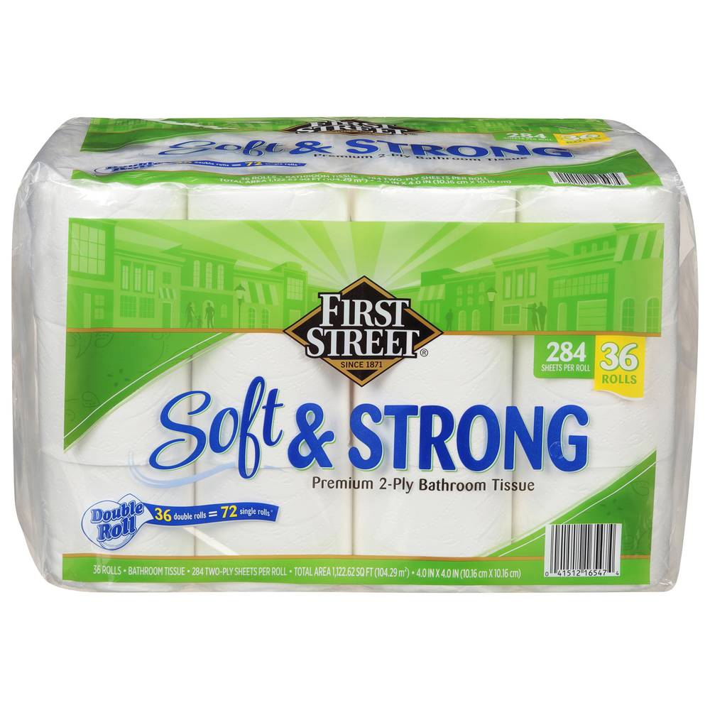 First Street Soft & Strong 2 Ply Bathroom Tissue Rolls, 4x4 in (36 ct)