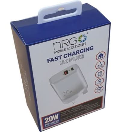 NRG Type-C & Usb Fast Charging Uk Plug 20w