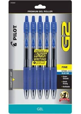 Pilot G2 Gel Fine Point Ink Pens, Blue (5 ct)