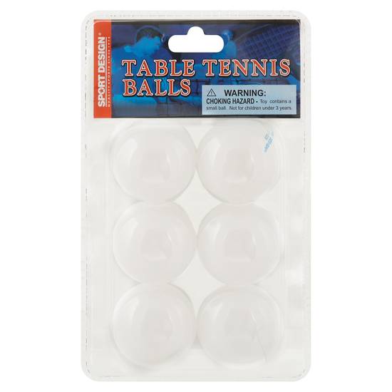 Sport Design Table Tennis Balls, 6 ct