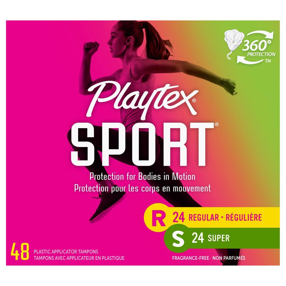 Playtex Sport Regular/Super Plastic Applicator Fragrance-Free Tampons (48 ct)