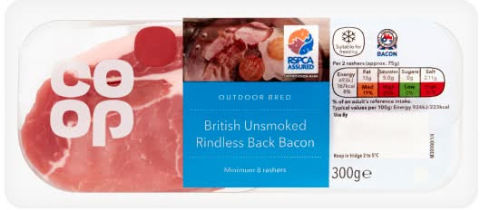 Co-op Outdoor Bred British Unsmoked Back Bacon (300g)