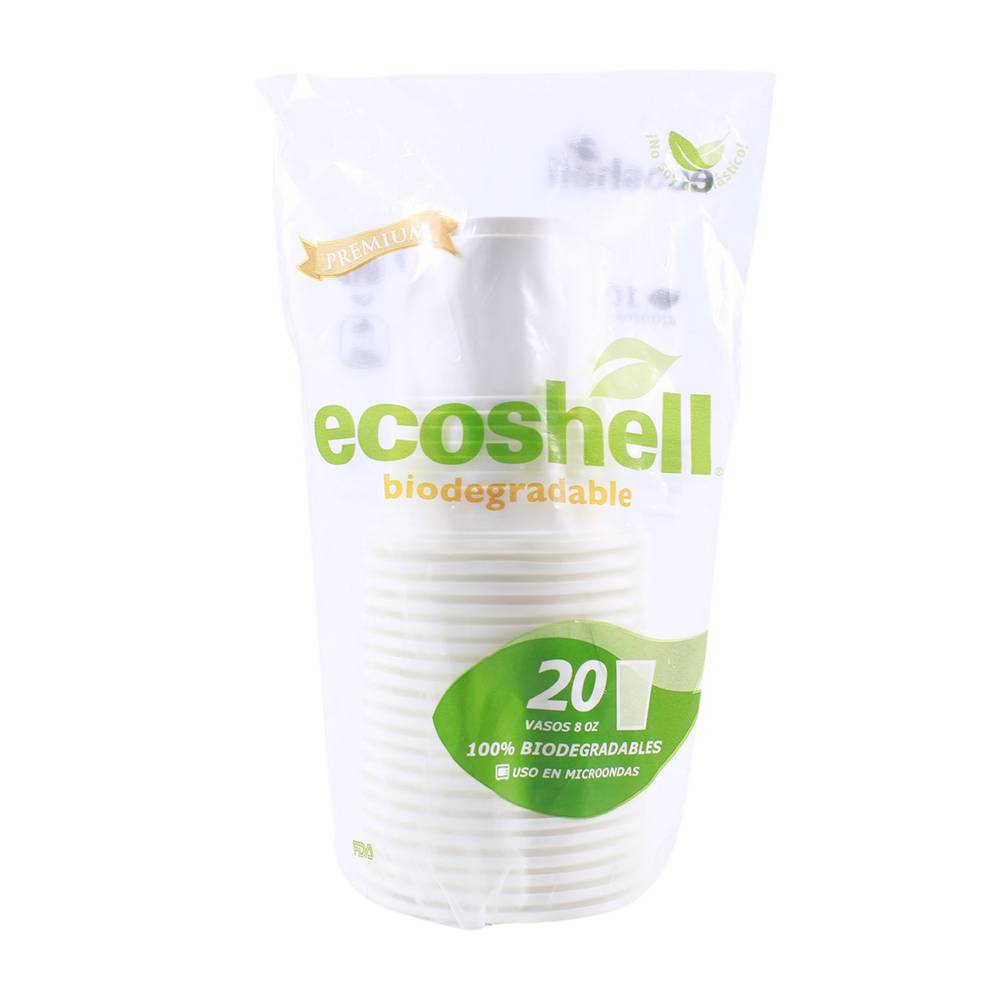Ecoshell vasos biodegradables (bolsa 20 piezas)