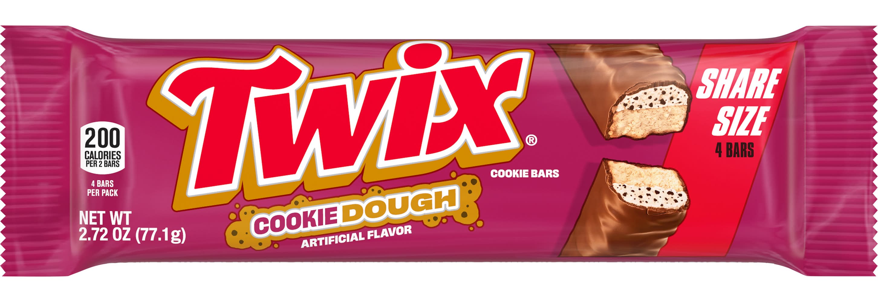 Twix Milk Chocolate Bars Share Size, Cookie Dough (2.72 oz, 4 ct)