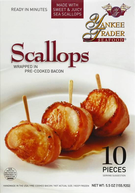 Yankee Trader Seafood Scallops Wrapped in Pre-Cooked Bacon (10 ct)
