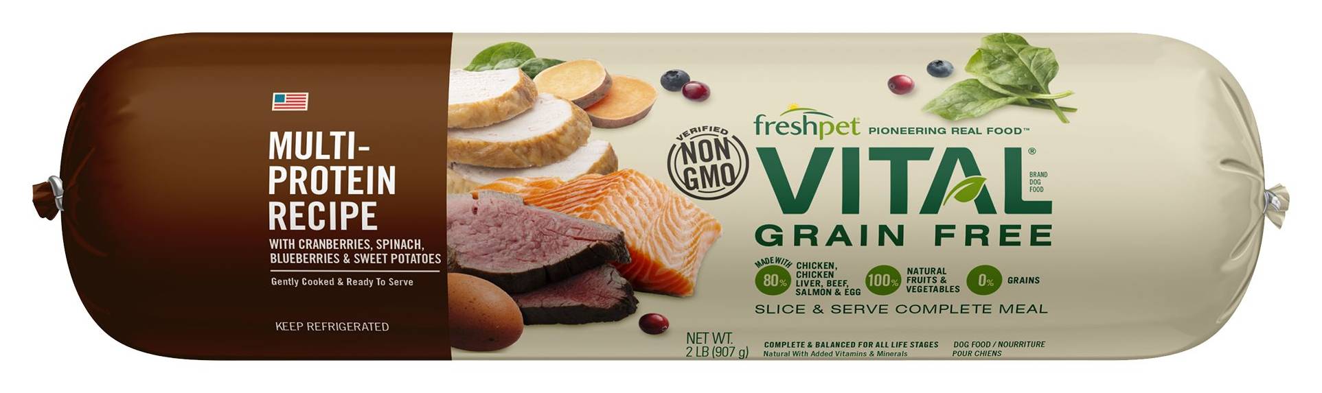 Vital Freshpet Grain Free Multi Protein Recipe Adult Dog Food (32 oz)
