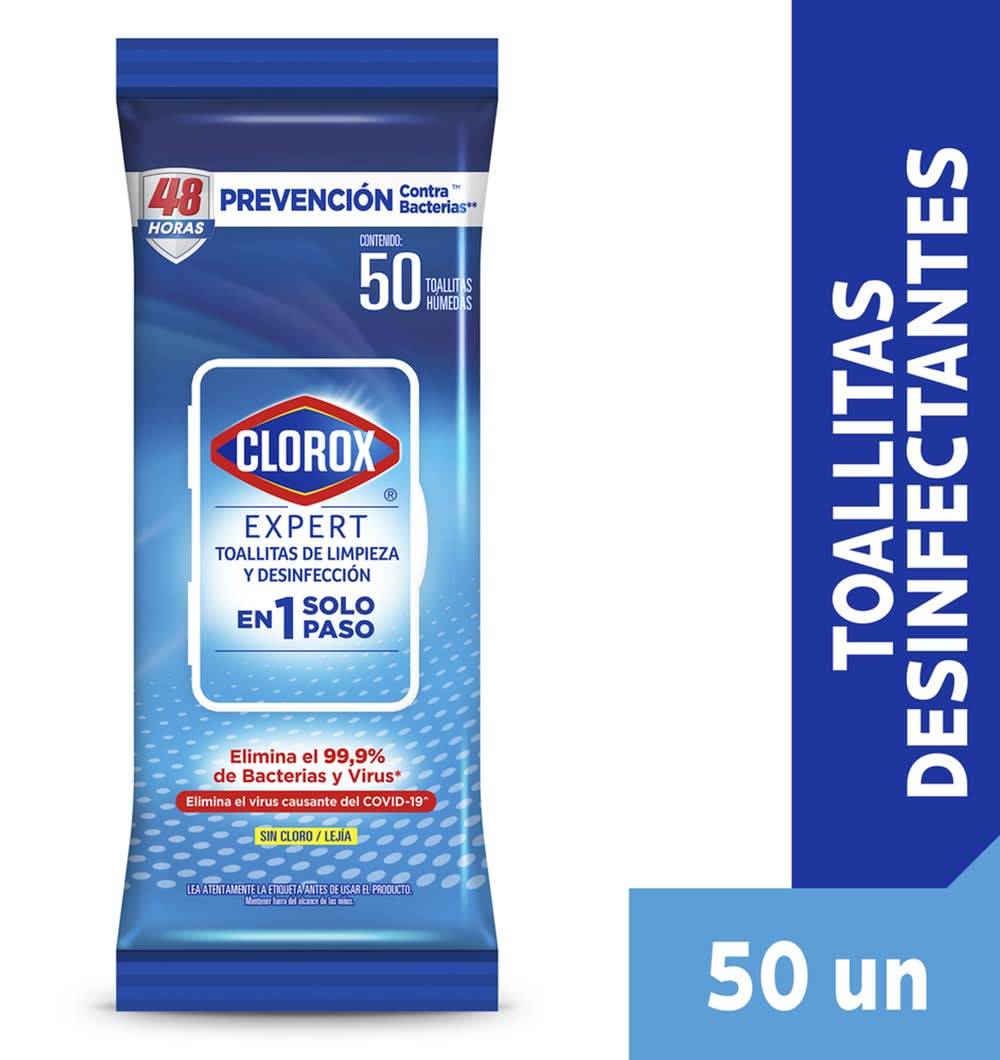 Clorox · Expert toallas húmedas desinfectantes sin cloro (50 un)