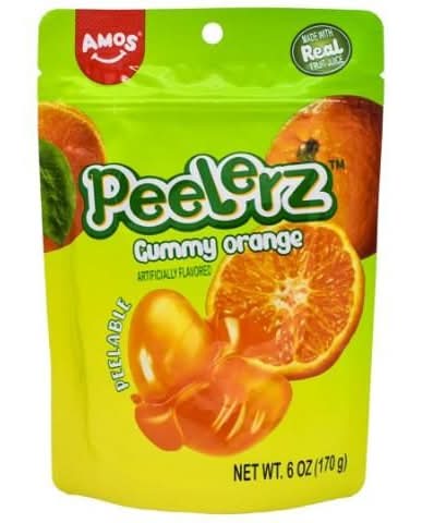 AMOS Peelerz Gummy Candy, Orange (6 oz)